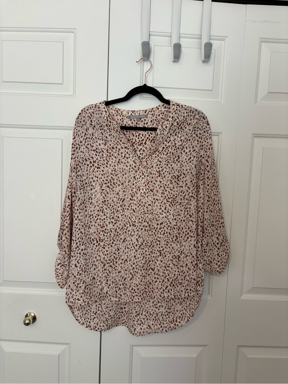 Daniel Rainn Pink Leopard Print Tunic Blouse